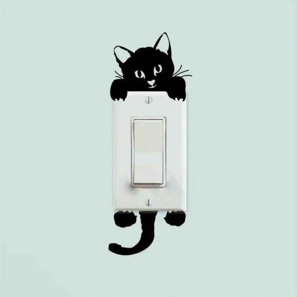 1pc Cat Switch Stickers, Decorative Room Bedroom Living Room Switch Stic… - Picture 1 of 5